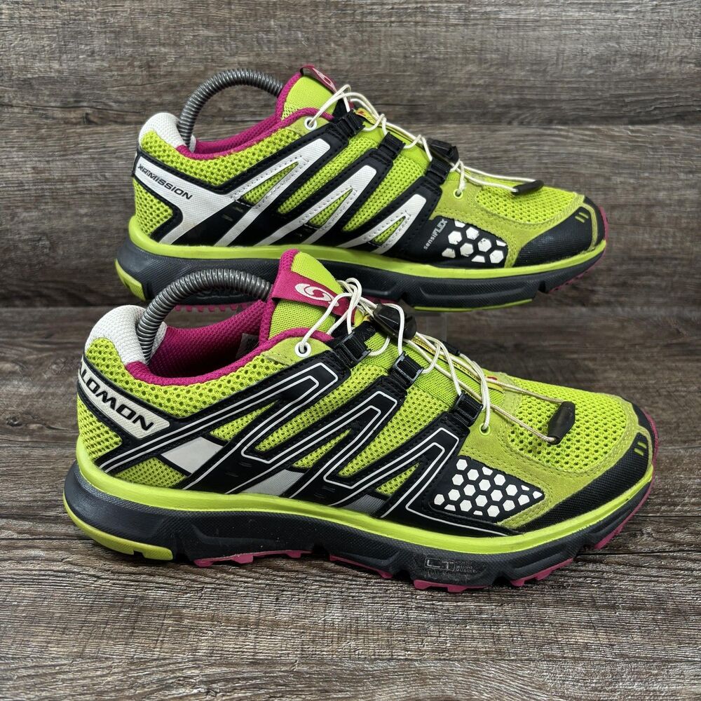 Salomon XR Mission 1 Shoes Women's 9 Lime Green Pink Trail Running Sneakers